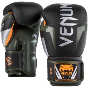 imageVenum Elite Boxing GlovesBlackSilverKaki